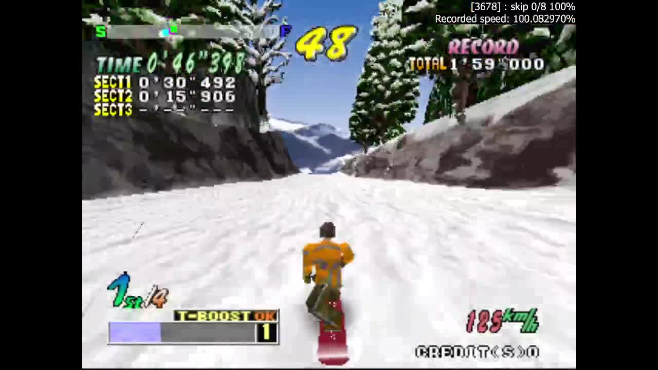 Submission Watch: Matthew Felix posts Level 1 Railroad Trip - 01:52.299 on Cool Boarders Arcade Jam