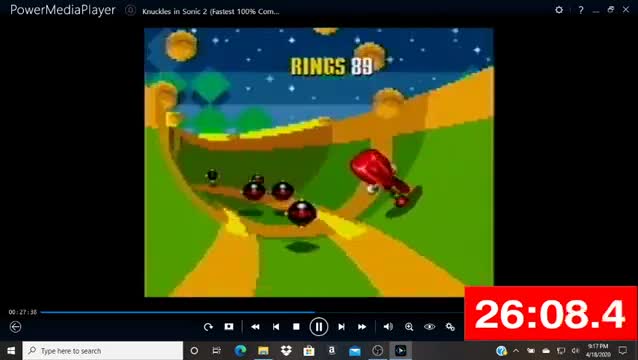 Submission Watch: trivia212005 posts Knuckles in Sonic 2 - Knuckles Fastest 100 Completion - 52:3...