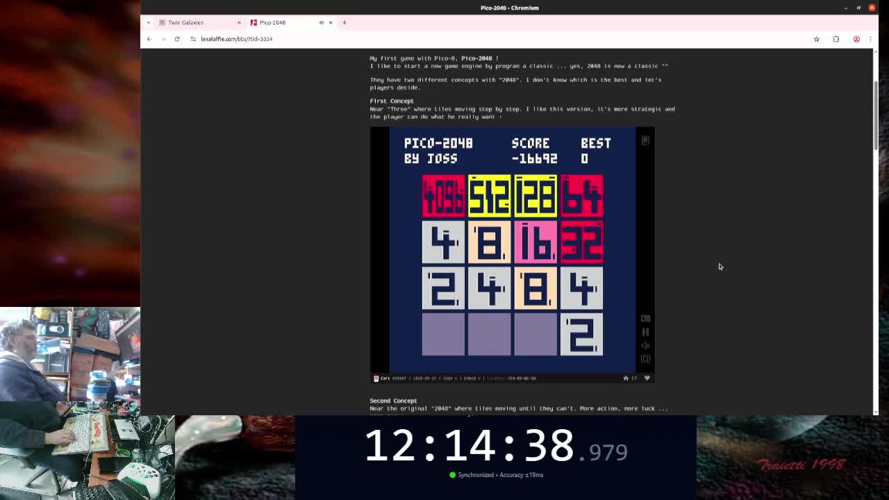Submission Watch: Andrew Peter Mee posts 168,388 points on PICO-2048