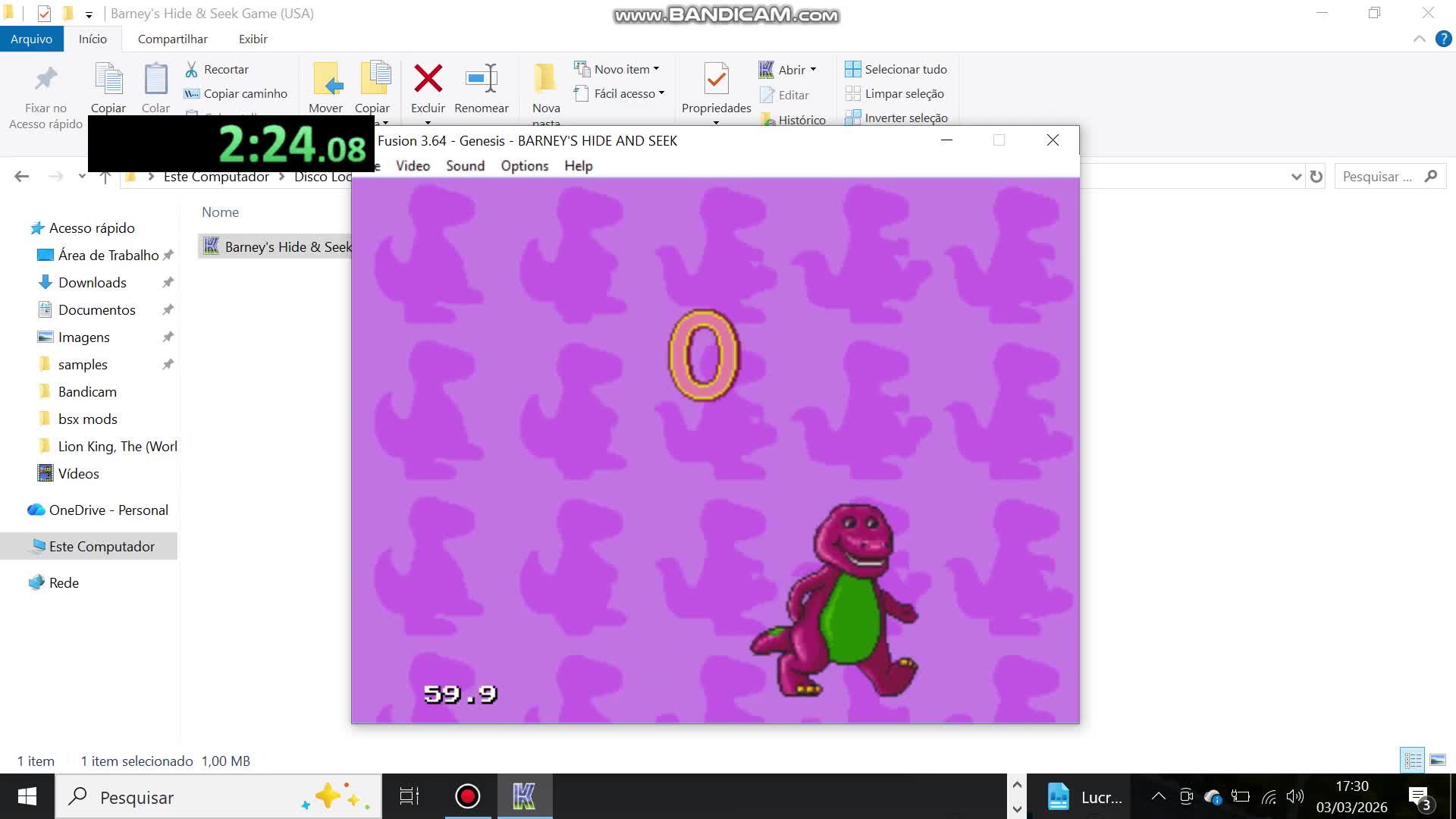 Submission Watch: CalebeGamesRom posts 04:42.000 points on Barneys Hide & Seek Game