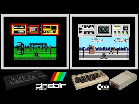 ZX Spectrum vs C64 : FUTURE BIKE SIMULATOR (Side by side comparison)