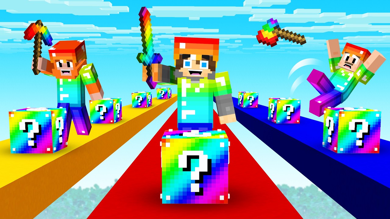 Playing an OP LUCKY BLOCK RACE in Minecraft