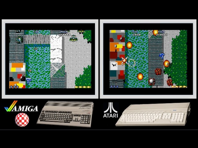 A500 vs Atari ST : FLYING SHARK (Side by side comparison)