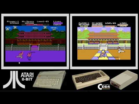 Atari 8-bit vs C64 : YIE AR KUNG-FU (Side by side comparison)