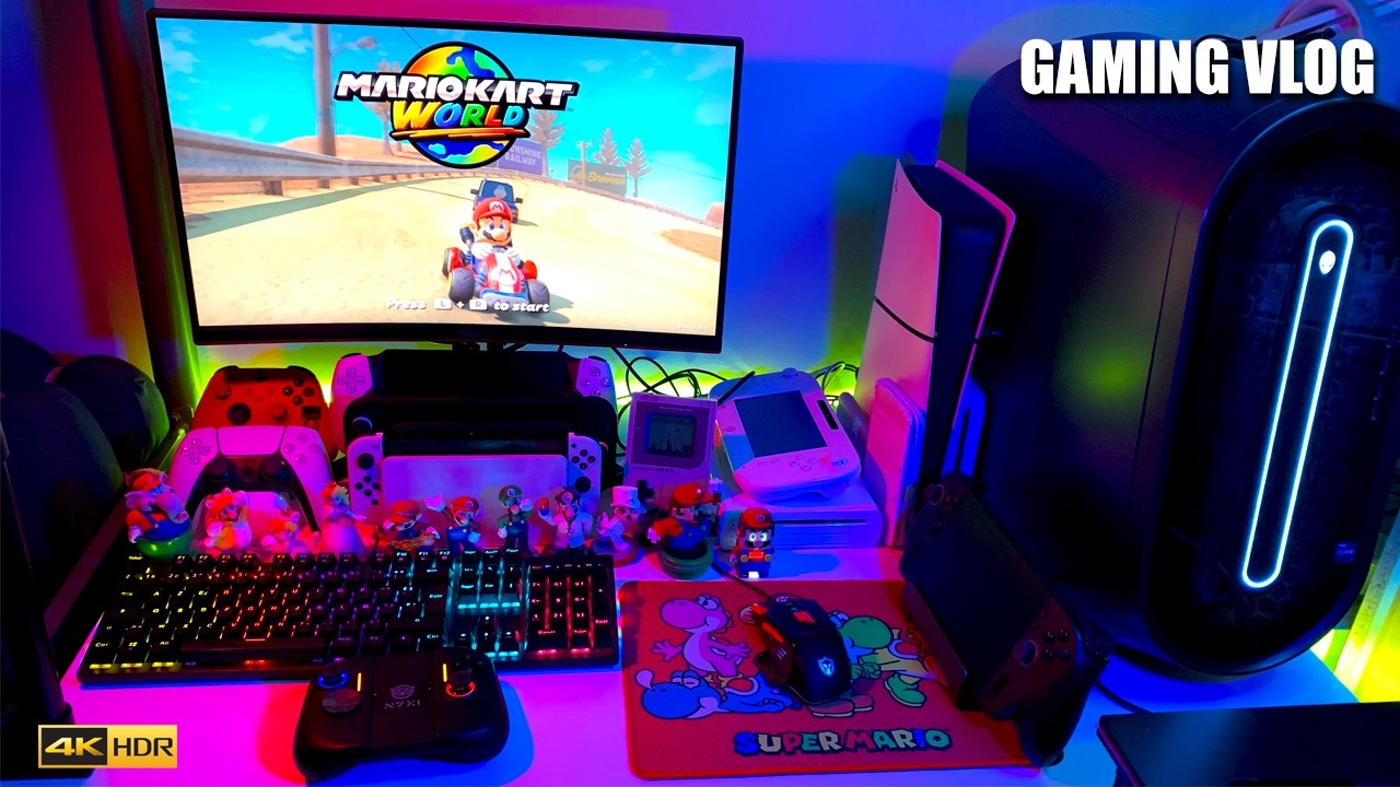 Gaming Desk Cleaning & Makeover + Playing Mario Kart World | Gaming Vlog