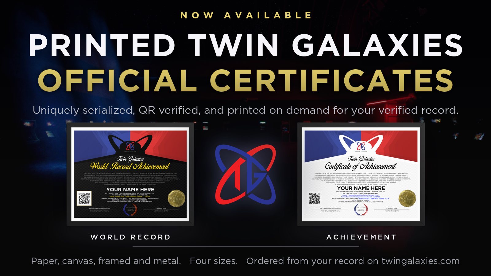 Official Twin Galaxies Printed Certificates Are Back