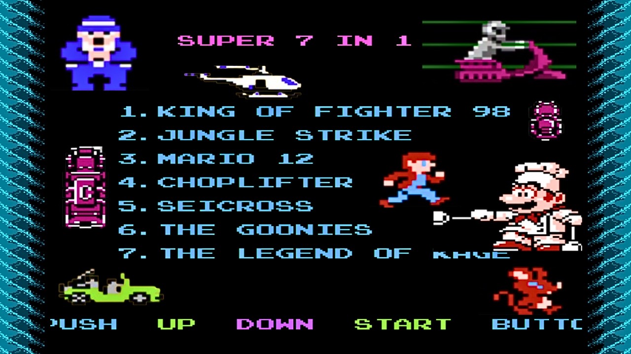 7 Games in 1! Super HIK NES Multicart Gameplay