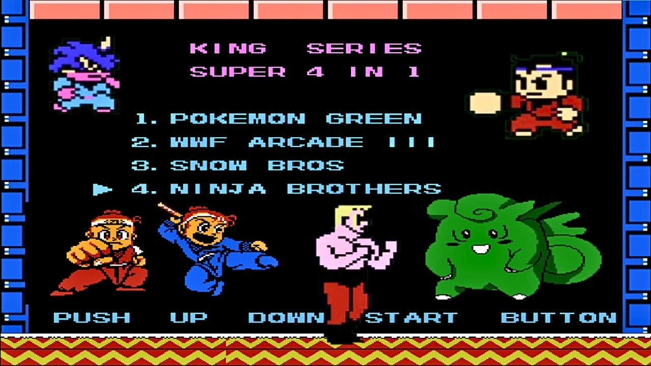 King Series 4 in 1 NES Multicart Gameplay